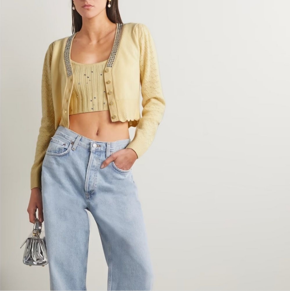 NWT LoveShackFancy Brynner Crop Cardigan